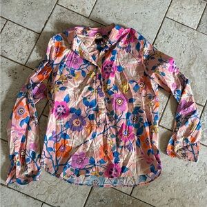J Crew Liberty Floral Popover Button Up Top